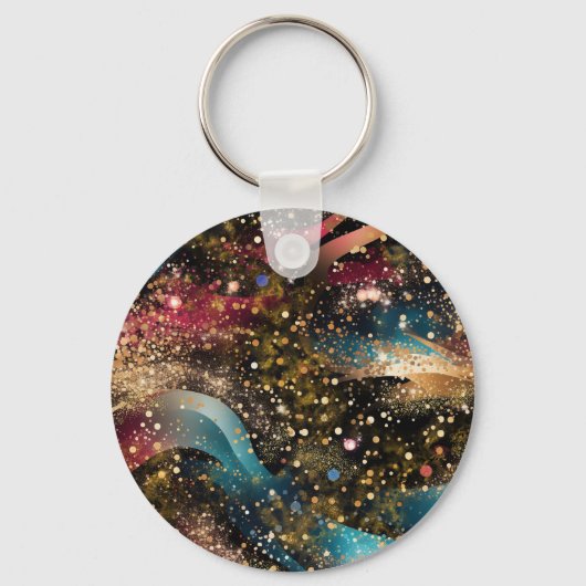 Kosmisch goudstof abstract sleutelhanger (Voorkant)