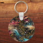 Kosmisch goudstof abstract sleutelhanger (Achterkant)
