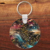 Kosmisch goudstof abstract sleutelhanger (Voorkant)