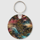 Kosmisch goudstof abstract sleutelhanger (Achterkant)