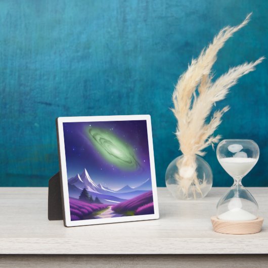 Kosmisch groen sterrenstelsel boven het Paarse ber Fotoplaat (Insitu)