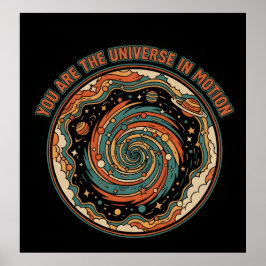 Kosmisch heelal in beweging - Retro esthetische ge Poster