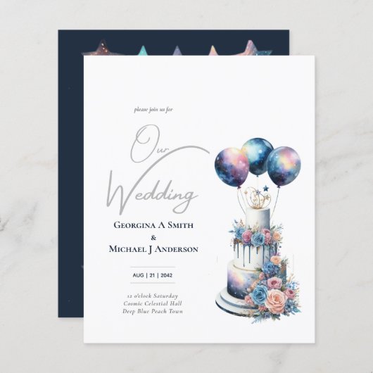 Kosmisch hemelstelsel Sterrennacht marineblauw (Voorkant / Achterkant)