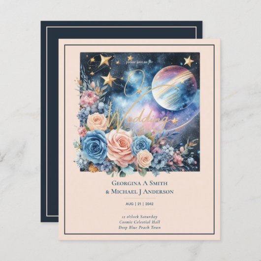 Kosmisch hemelstelsel Sterrennacht marineblauw (Voorkant / Achterkant)