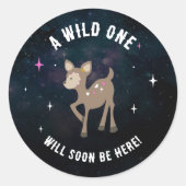 Kosmisch Herten Wild Een Roze Meisje Baby shower Ronde Sticker (Voorkant)