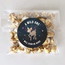 Kosmisch Herten Wild Een Roze Meisje Baby shower Ronde Sticker