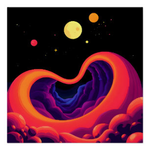 Kosmisch horen, droomlandschapillustratie van lief perfect poster
