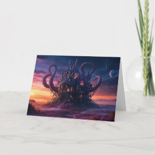 Kosmisch kasteel uit Eons Long Past Feestdagen Kaart