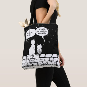 Kosmisch Kat Perspectief Grappige Kat Kunst Tote Bag