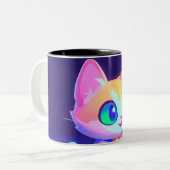 Kosmisch Kat: speelse avonturen in een doos Tweekleurige Koffiemok (Voorkant links)