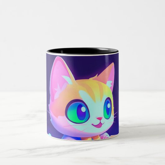 Kosmisch Kat: speelse avonturen in een doos Tweekleurige Koffiemok (Center)