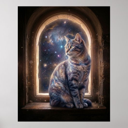 Kosmisch Katten Sterrenraam Poster (Voorkant)