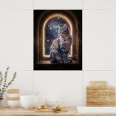 Kosmisch Katten Sterrenraam Poster (Keuken)