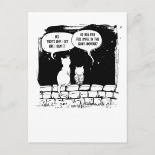 Kosmisch kattenperspectief grappige kattenkunst briefkaart