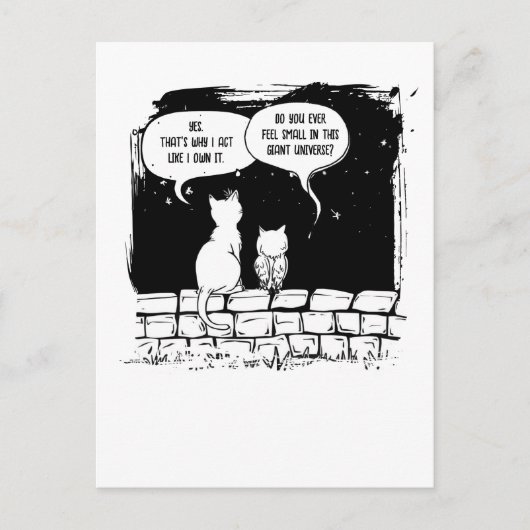 Kosmisch kattenperspectief grappige kattenkunst briefkaart (Voorkant)