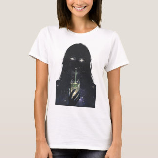 Kosmisch Leegte Meisje Drinkt Sterrenstof T-shirt
