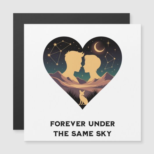 Kosmisch liefdesverhaal Hart met geliefden en Vos (Voorkant / Achterkant)