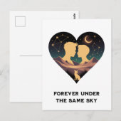 Kosmisch liefdesverhaal Hart met geliefden en Vos  Briefkaart (Voorkant / Achterkant)