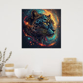 Kosmisch luipaardportret met mystiek effect poster (Keuken)