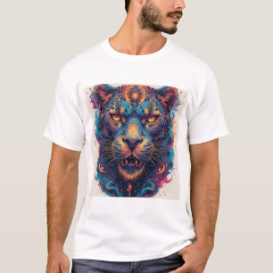 Kosmisch Luipaardportret Met Mystiek Effect T-shirt