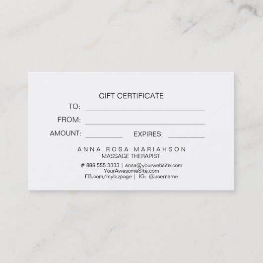 ** Kosmisch Lunar Universe Cadeaubon Kaart Visitekaartje (Achterkant)