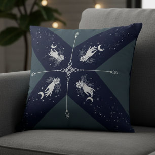 Kosmisch marineblauw en zilver mystieke maan hande kussen