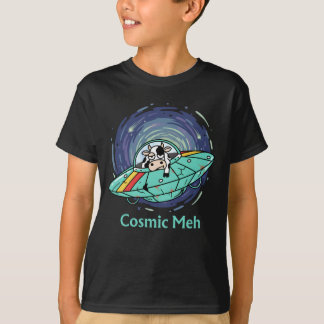 Kosmisch Meh, Verveelde Luie Koe in Ruimteschip T-shirt