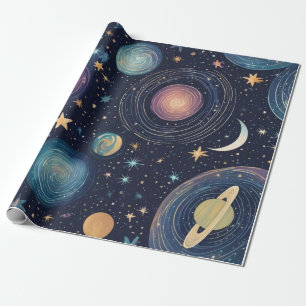 Kosmisch ontwerp met wervelende sterrenstelsels cadeaupapier