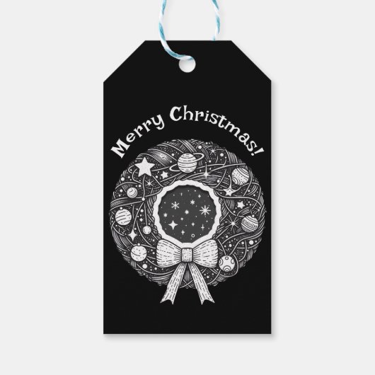  Kosmisch Ornament Gift Label | CH met ruimtethema Cadeaulabel (Achterkant)