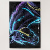 Kosmisch Paard met levendige Neon Kleur Legpuzzel (Verticaal)