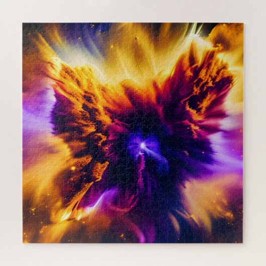 Kosmisch Paarse Blauwe Rode Nebulae Explosion Scen Legpuzzel (Horizontaal)