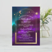 Kosmisch Paarse Blauwgroen Goud Hemels Baby shower Kaart (Staand voorkant)