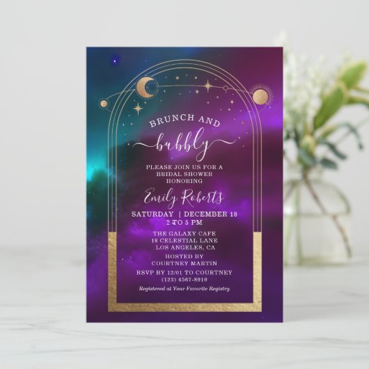 Kosmisch Paarse Blauwgroen gouden hemellichaam Vri Kaart (Staand voorkant)