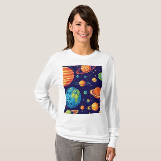 Kosmisch Palet: Planetaire Symfonie T-shirt (Voorkant volledig)