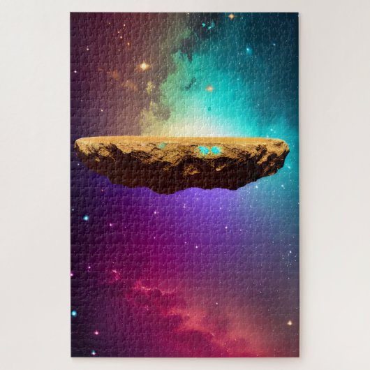 Kosmisch plateau asteroïde zwevend in ster univers legpuzzel (Verticaal)