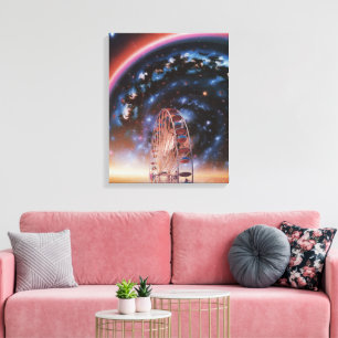  Kosmisch Reuzenrad onder een Neon Melkweg  Canvas Afdruk