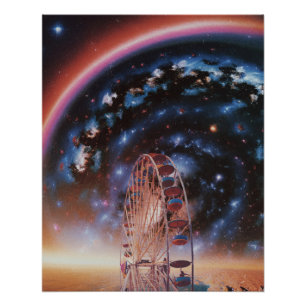  Kosmisch Reuzenrad onder een Neon Melkweg  Perfect Poster