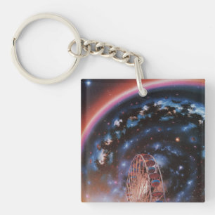 Kosmisch Reuzenrad onder een Neon Melkweg Sleutelhanger