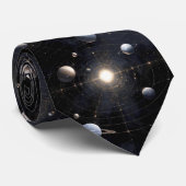 Kosmisch Ruimte Planeet Patroon Stropdas (Opgerold)