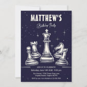 Kosmisch schaakthema Modern Stary Birthday Party Kaart (Voorkant)