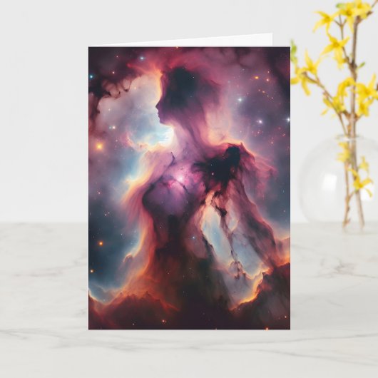 Kosmisch silhouet, Lady-vormige nevel en sterren Kaart (Gele Bloem)