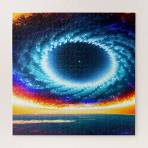 Kosmisch Sinaasappel en blauw kleurrijk sterrenste Legpuzzel
