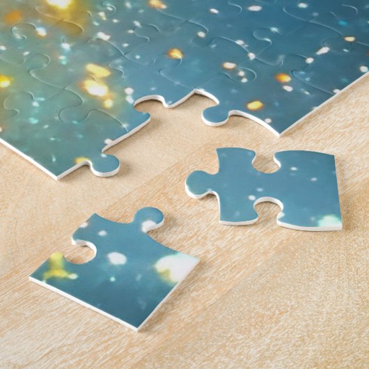 Kosmisch Sinaasappel en blauw Outer Space Impressi Legpuzzel (Zijkant)