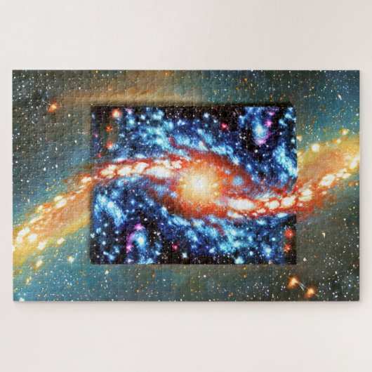 Kosmisch Sinaasappel en blauw Outer Space Impressi Legpuzzel (Horizontaal)