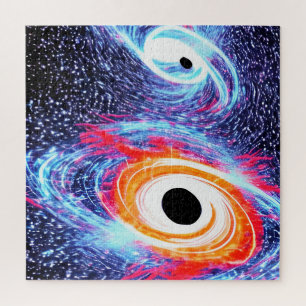 Kosmisch Sinaasappel Rood en Blauw Zwart Gatenland Legpuzzel
