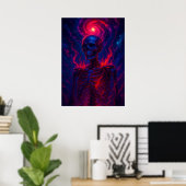 Kosmisch skelet met Fiery Energy Galaxy Fantasy Poster (Thuiskantoor)