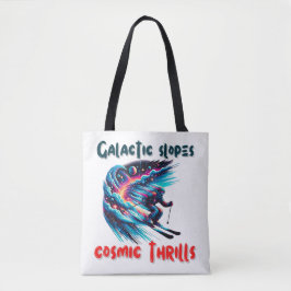Kosmisch ski-avontuur in de ruimte tote bag