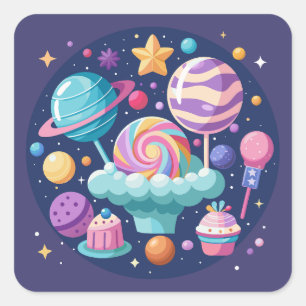 Kosmisch Snoep Wonderland Vierkante Sticker