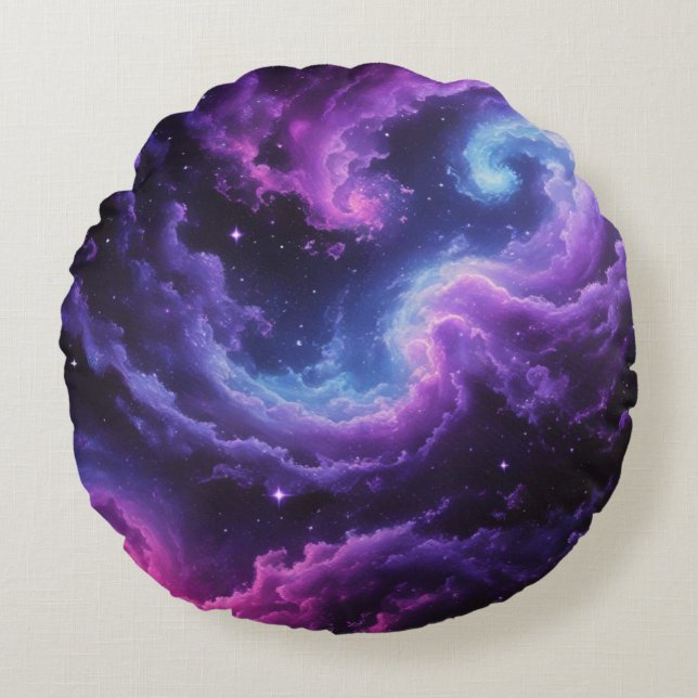 Kosmisch Sterrenstelsel Nevel Abstract Ruimte Kuns Rond Kussen (Voorkant)