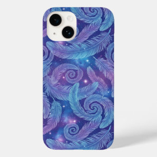 Kosmisch Turkoois-Paarse Veerwervelpatroon Case-Mate iPhone 14 Hoesje